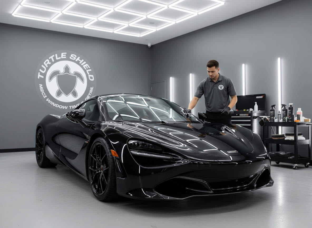 Turtle Shield Employee Professionally Detailing a Vehicle